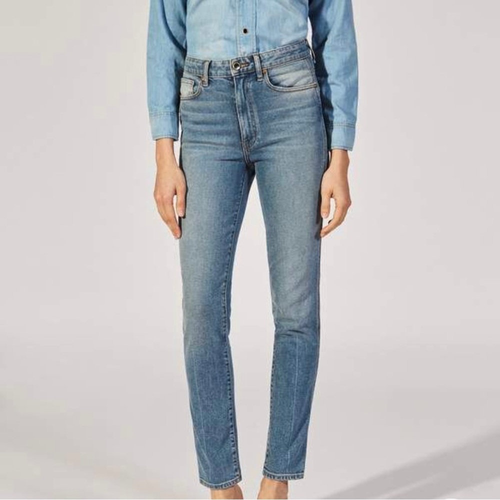 Khaite Vanessa high rise rise straight jeans medium crease sz 25